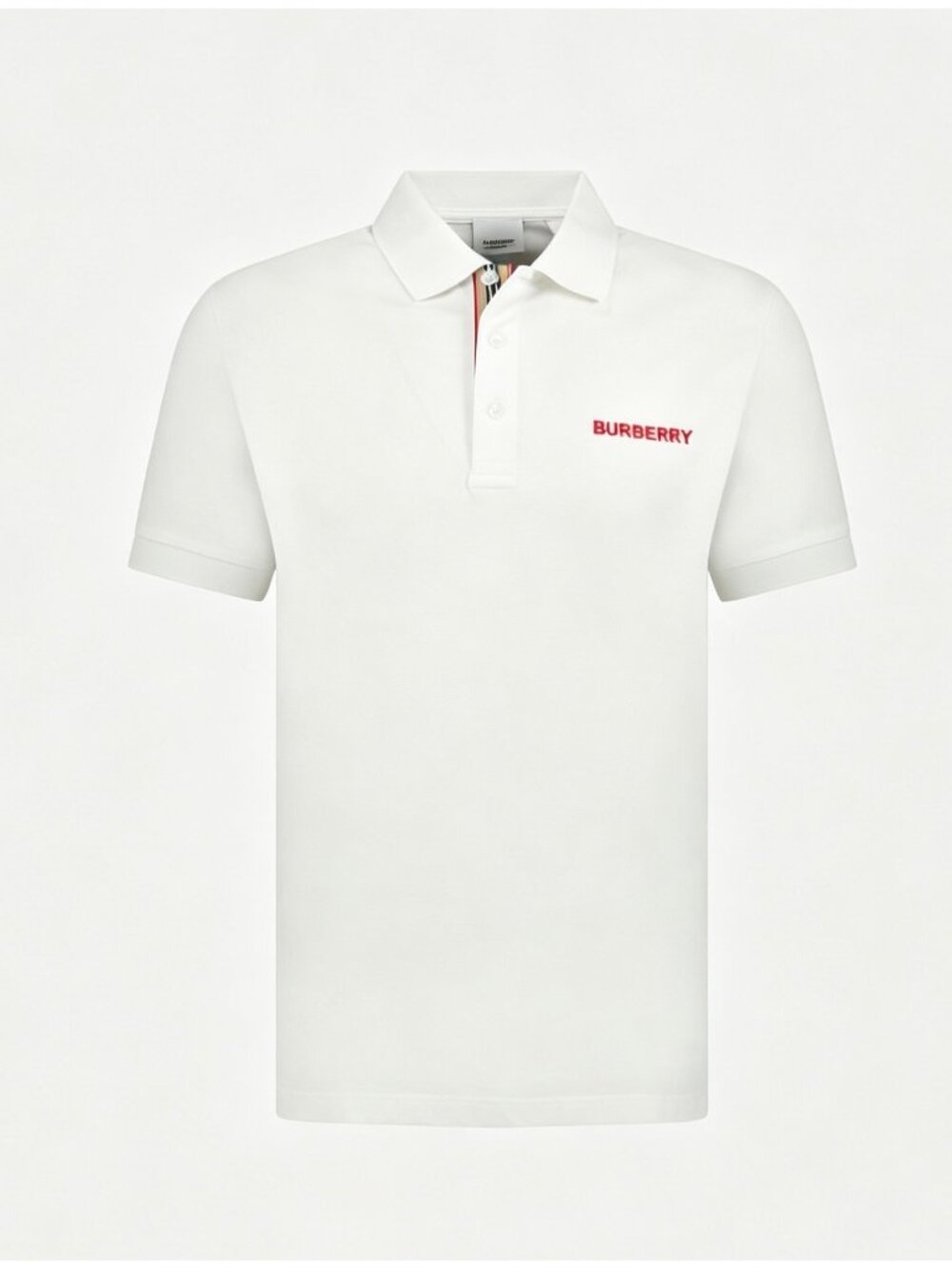 Burberry Men’s Hartford Logo Embroidered Cotton Polo Shirt White S 8084440